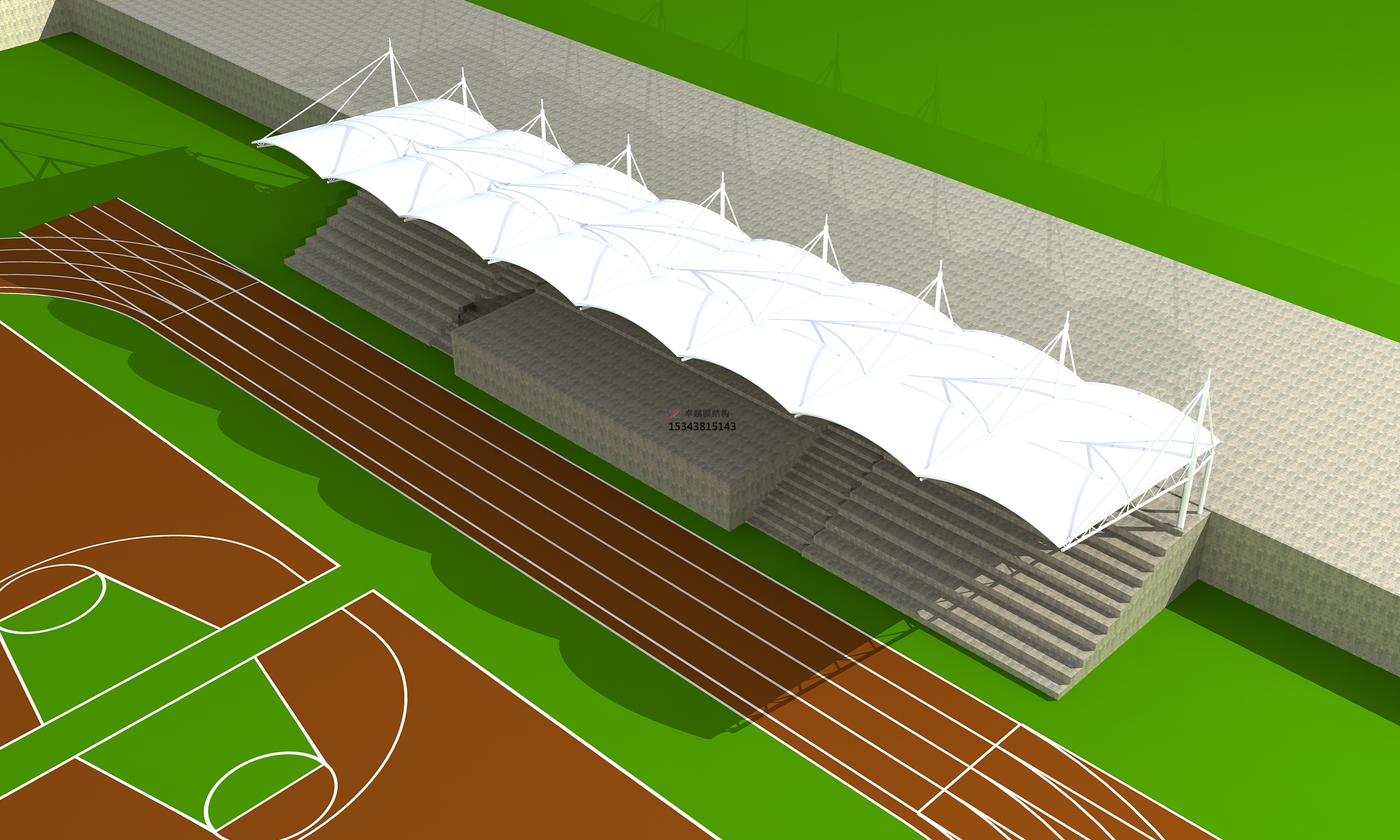 宜君体育公园膜结构【看台雨棚】门球场案例