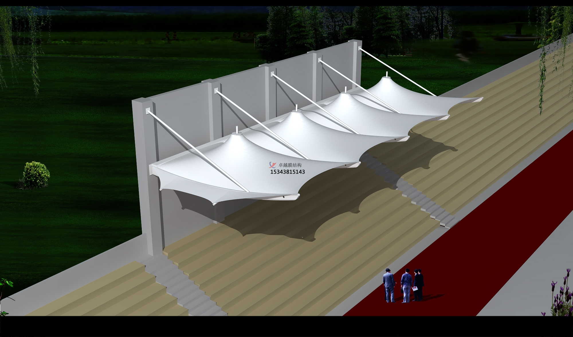 淳化体育公园膜结构【看台雨棚】门球场案例