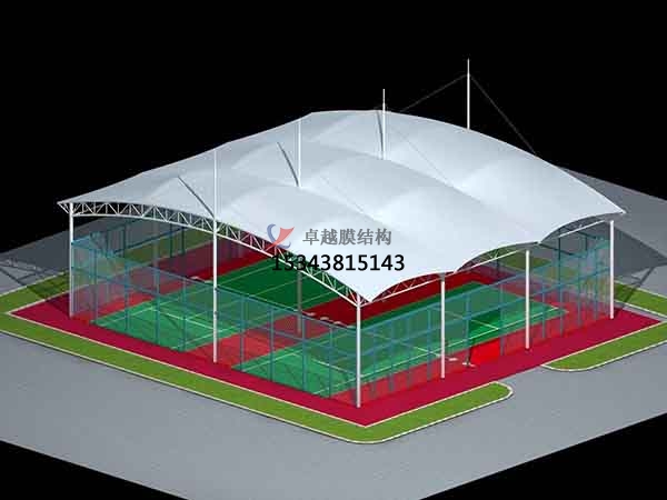 辽阳网球场膜结构顶盖/篮球场屋顶/门球场雨棚安装